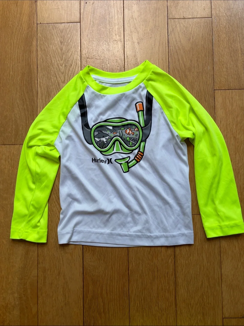 🦈Hurley Neon Yellow/White Kids Swim Rashguard Set with Bucket Hat